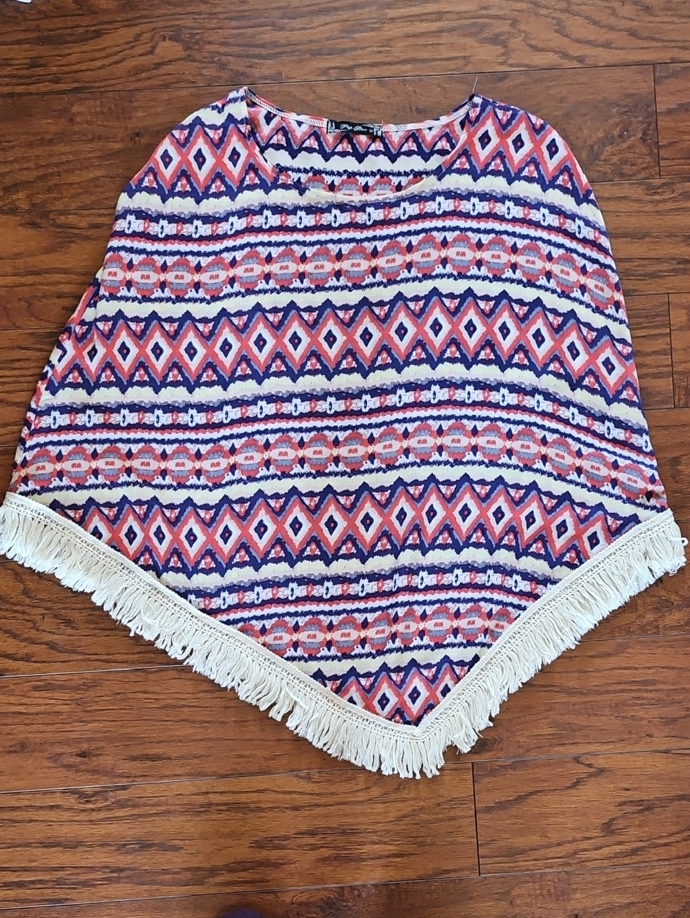 Pop Star Rayon Boho Style Poncho Size M